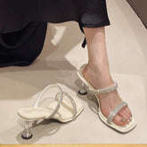 LBSFY  -  2024 New Summer Women Slippers Fashion Open Toe CRYSTAL High Heel Slides Ladies Outdoor Stripper Party Sandalias